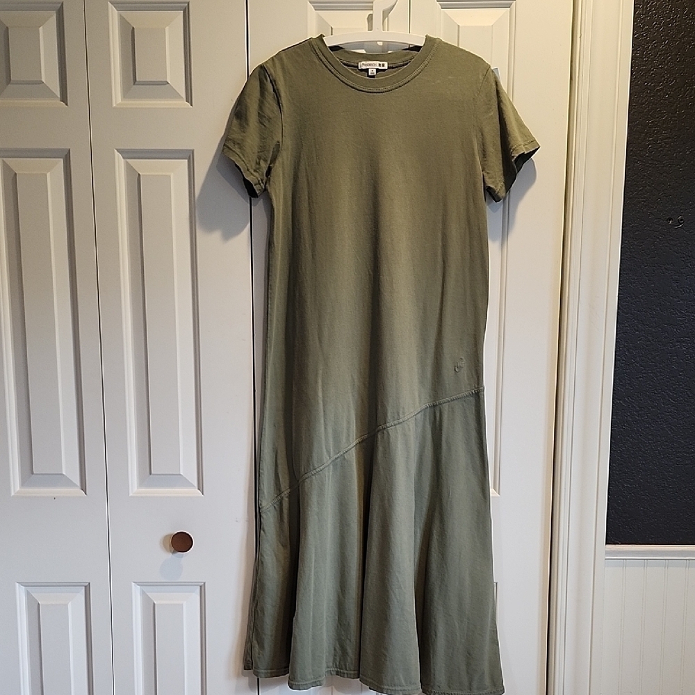 JW Anderson Olive Green 100% Cotton Short Sleeve Dress Crew Neck Size Medium